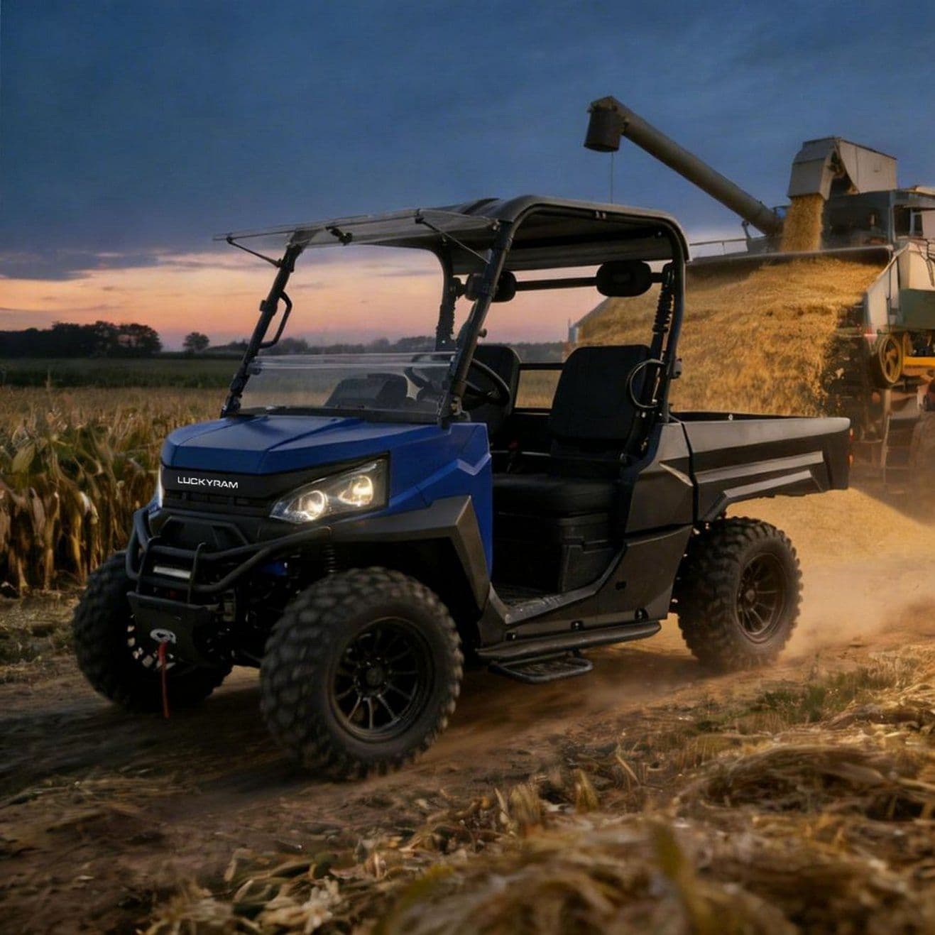 4WD elektromos UTV 14 hüvelykes gumiabroncsok 1000 kg vontatás az ingatlan karbantartásához